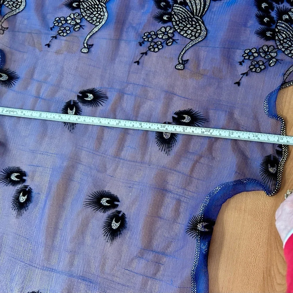 Peacock Scarf xlong blue/purple gold/silver beautiful 75 x 15